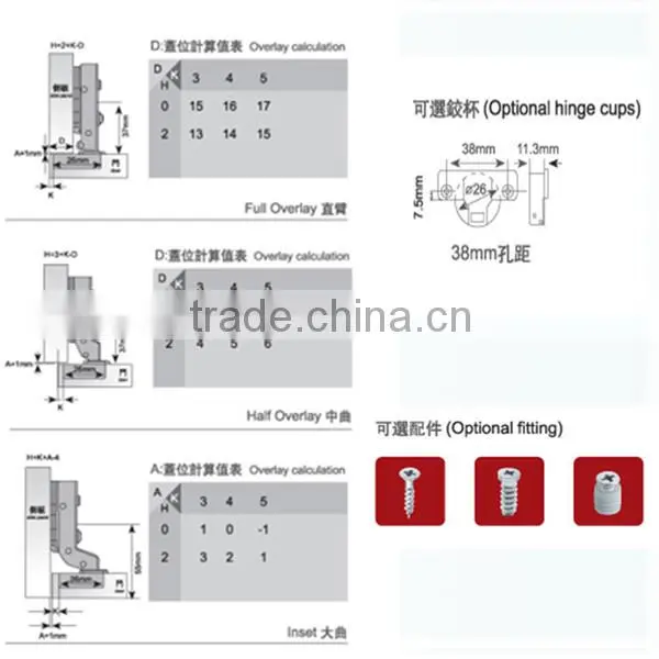 Inseparable stainless steel hot selling furniture hinge