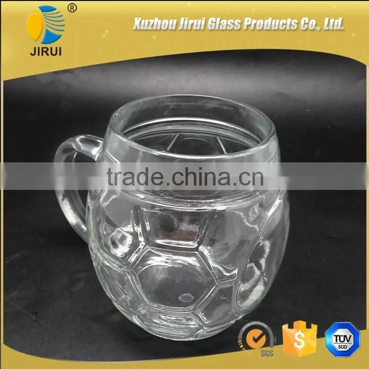 600ml Football Design Clear Glass Mason Jar