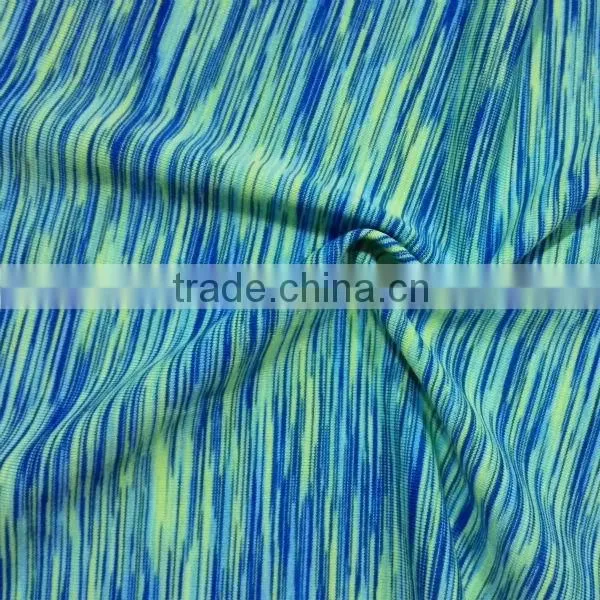 rainbow colored 4 way stretch knitted fabric used for sportswear