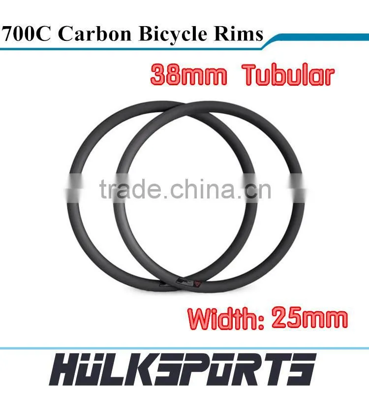 3K/UD matt carbon bicycle rim 38mm tubular carbon bike rim 700c full carbon Tubular road bicycle rims Toray T700 carbon wheel