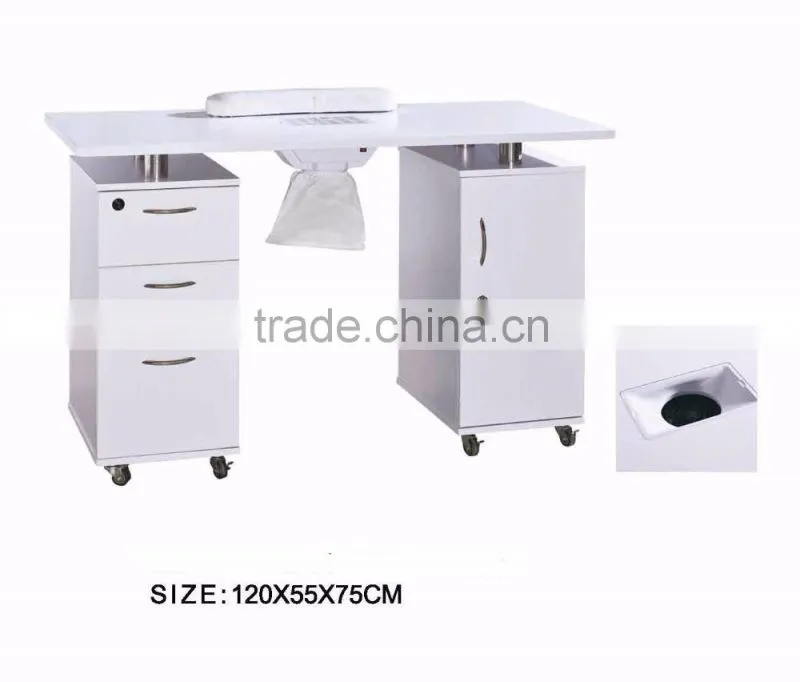 Beiqi Wholesale Cheap Elegant White Manicure Tables with Drawers for Beauty Salon Nail Care Product for Sale