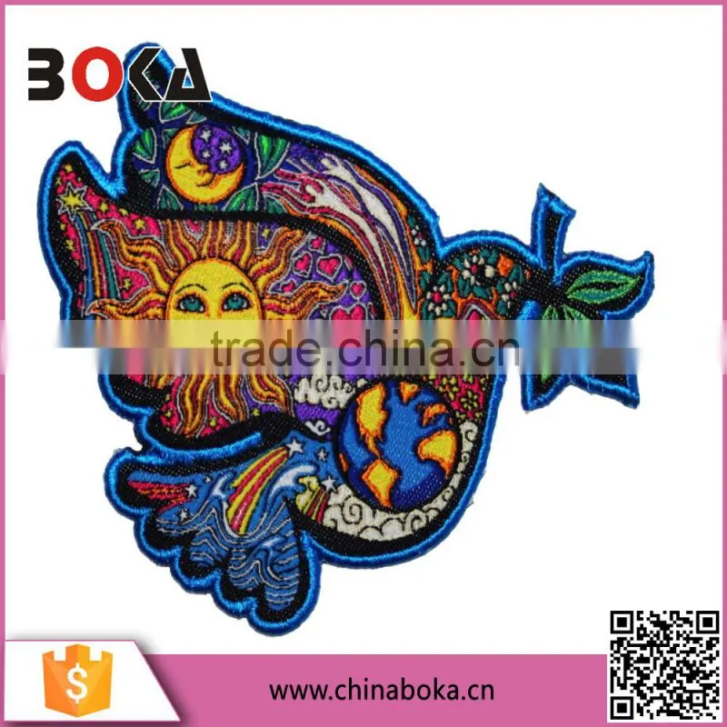 BOKA embroidery big colorful bird patch factory direct sell applique