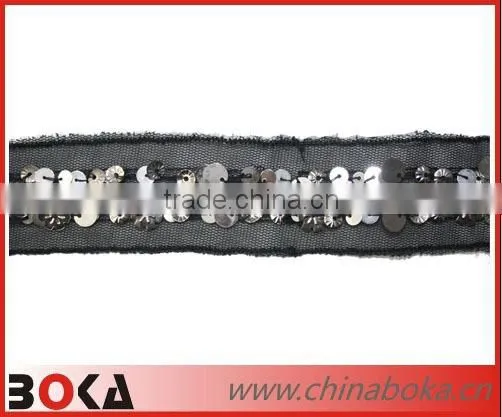 Latest design high quality rhinestones bridal lace trim
