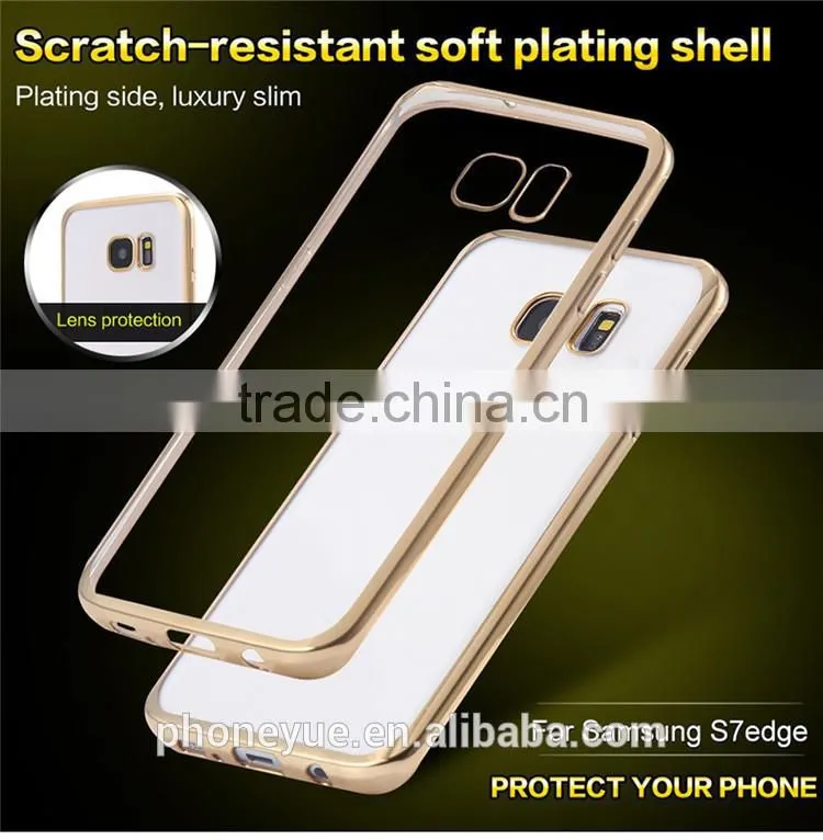 Luxury Rose Gold TPU Plating Plated Edge Soft Clear Case for Samsung S7 edge