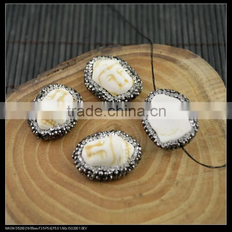 LFD-0065B Wholesale Turquoise Buddha Head Pave Rhinestone Crystal Connectors Beads For Jewelry Making Bracelet necklace