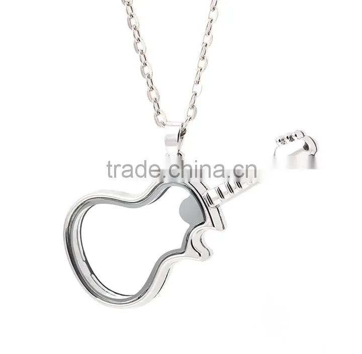 new products silver jewelry Guitar photo locket& floating locket&costume jewelry locket