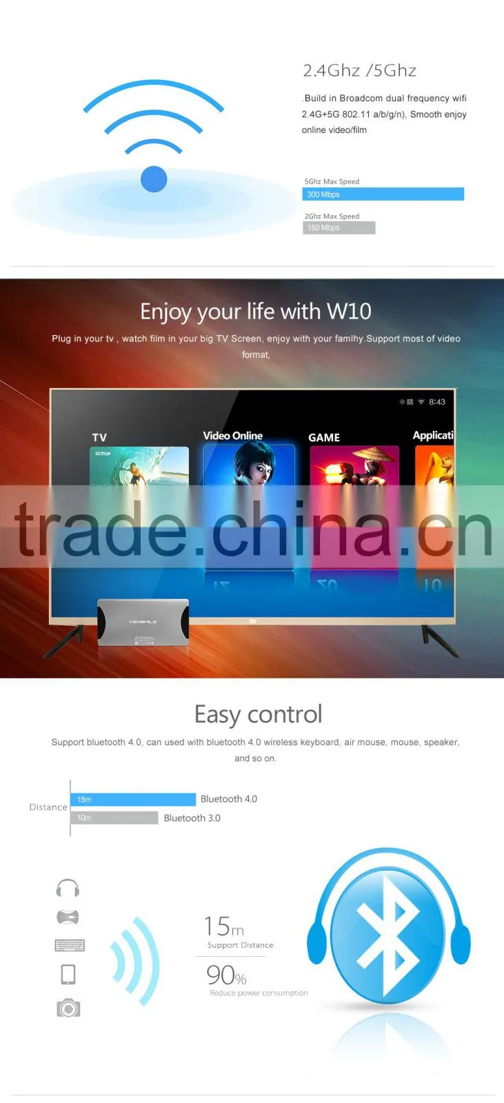 Vensmile 2GB 64GB W10 mini pc with bluetooth 5g/2.4g Built-in 3000mA Vensmile win 10 Intel mini pc Vensmile
