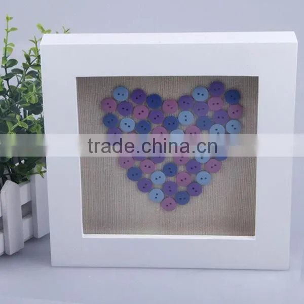 Square MDF Photo Frame With The Fabric & Plastic Buttons insert