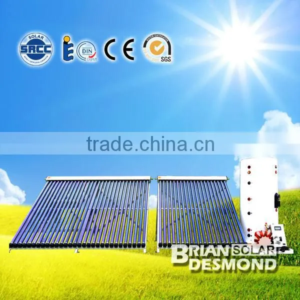 heat pipe split pressurized system solar water heater collector with tank copper coil
