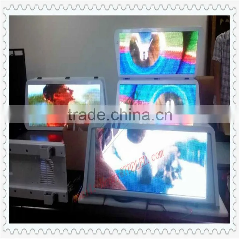 outdoor RGB P5 super bright LED taxi roof display screen with double-faced
