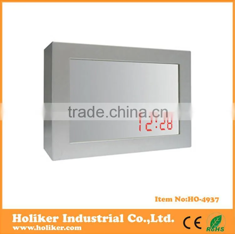 funny table clock with mirror and led time display