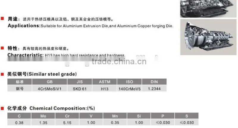 Good price TG hot working 4Cr5MoSiV1 SKD61 H13 140CrMoV5 1.2344 tool steel