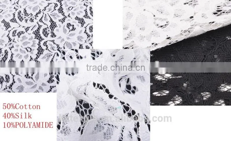 50%Cotton 40%Silk 10%Polyamide Fashion French African Chantilly Lace