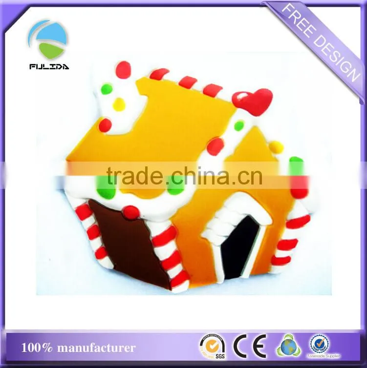 custom kids cute cake house Soft PVC rubber fridge magnet for souvenir