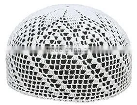 White muslim prayer knitted caps