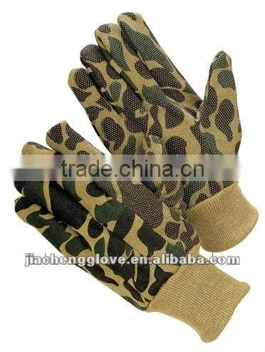 JS548 Camouflage Jersey Gloves, Knit Wrist, Safety Glove, Garden Gloves