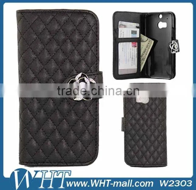 Factory Price Bling Bling Diamond Leather Cover for HTC One 2 M8, for HTC One 2 M8 Mobile Phone Case