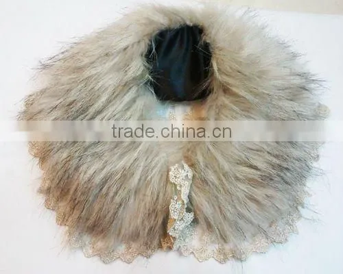 Latest fashion fur scarf with lace decorate