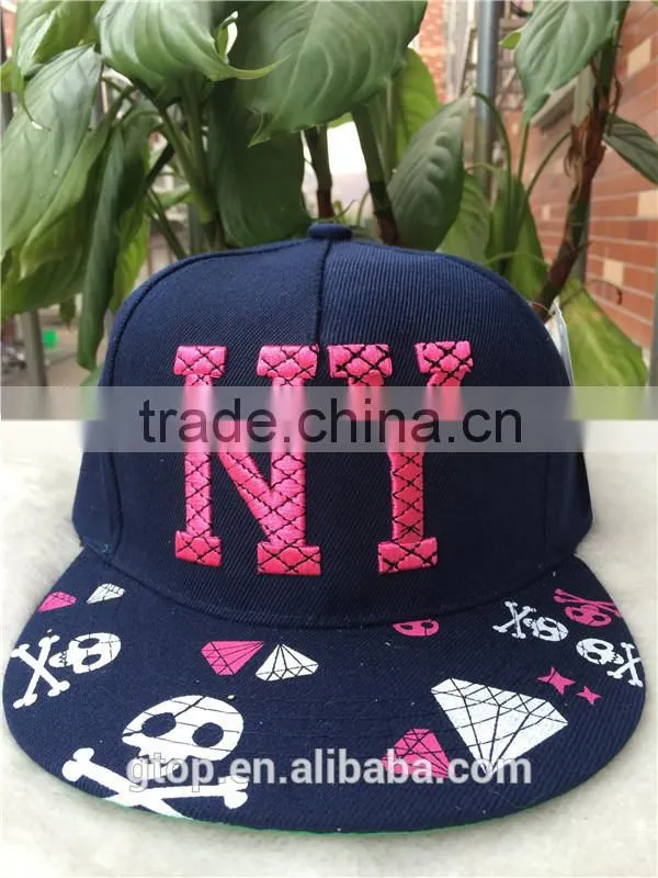 Baseball cap Street dance Punk Hip hop flat snapback visor hat skull letter embroidery