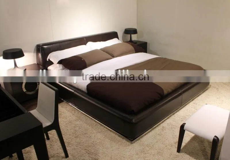 Italian leather double bed (A-B26)