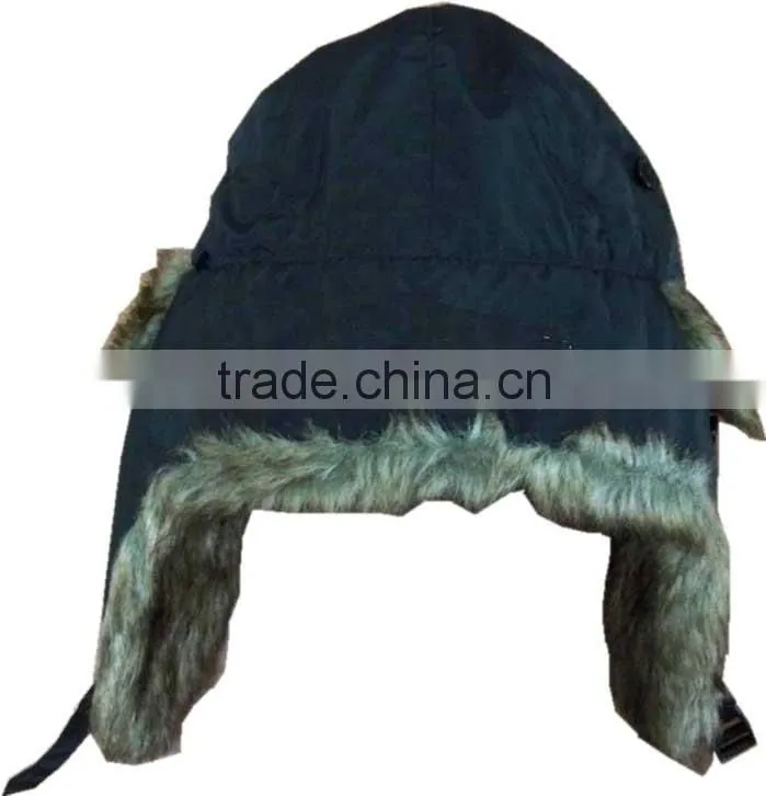 nylon & fake fur warm hat earflap hat