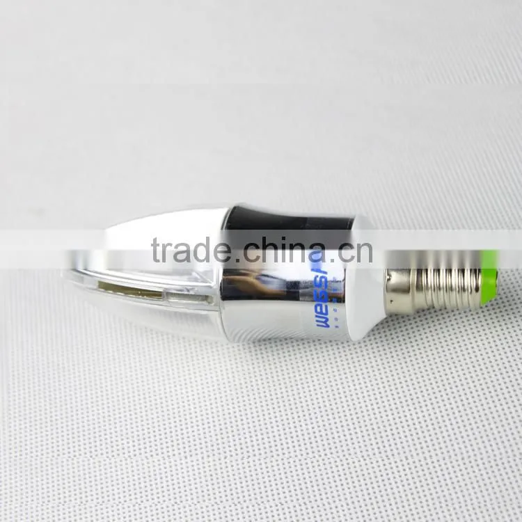 led electroplating candle lights 3W led bulb lamp light for room wholesale price
