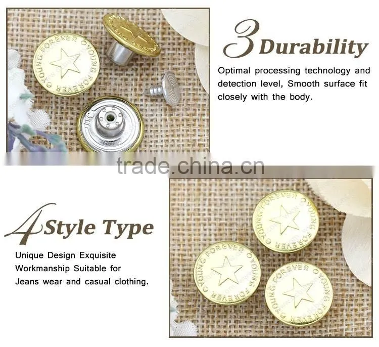 17mm fashion metal custom jean blue button for jacket