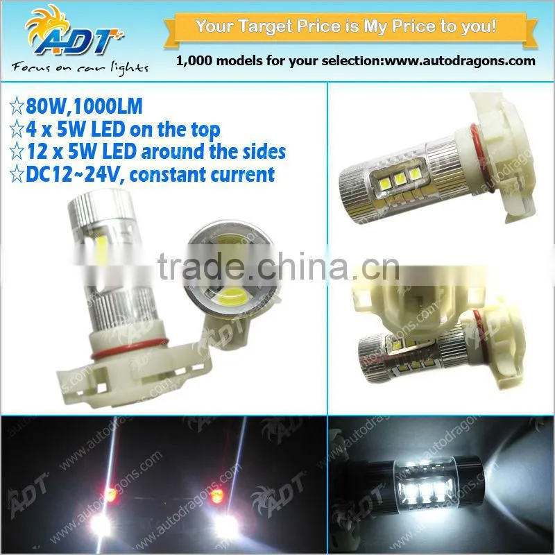 80W 1000 Lumen White bulbs, High Power LED 5202 Fog Driving Light Bulb H16 PS24W