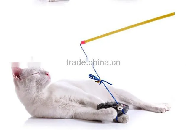 Funny Pet Cat Kitten Play Feather Teaser Rod Wand Playing Toy With Bell