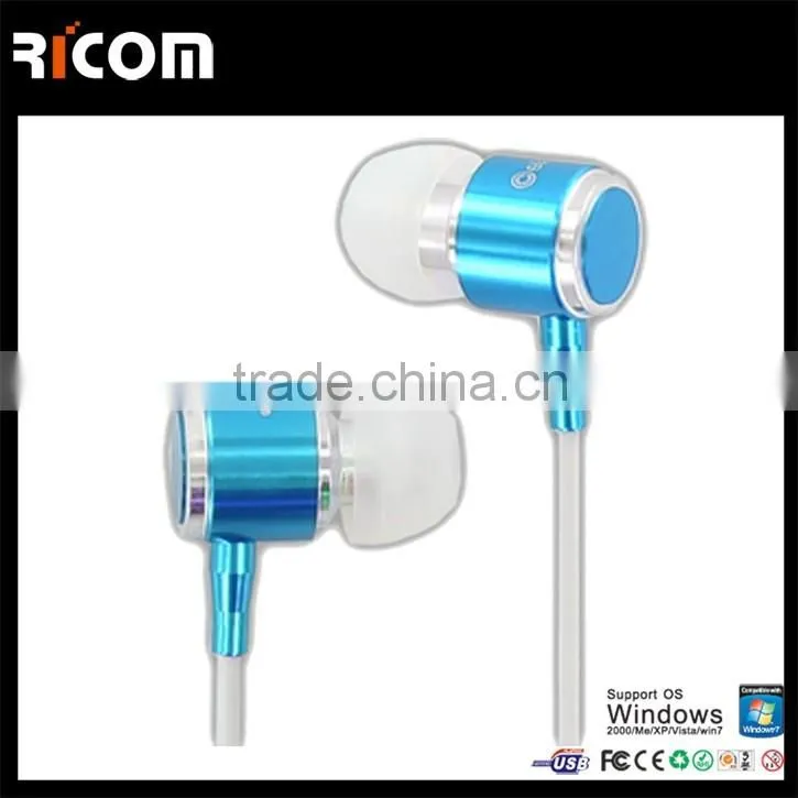 Metal 3.5mm flat cable earphones,Metal stereo flat cable earphone,Metal flat cord earphone-EO3007B--Shenzhen Ricom