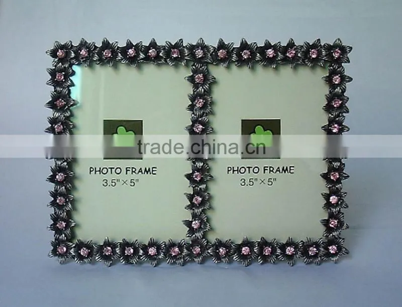 jewel in flower decorated metal zinc alloy photo frame for home decoration