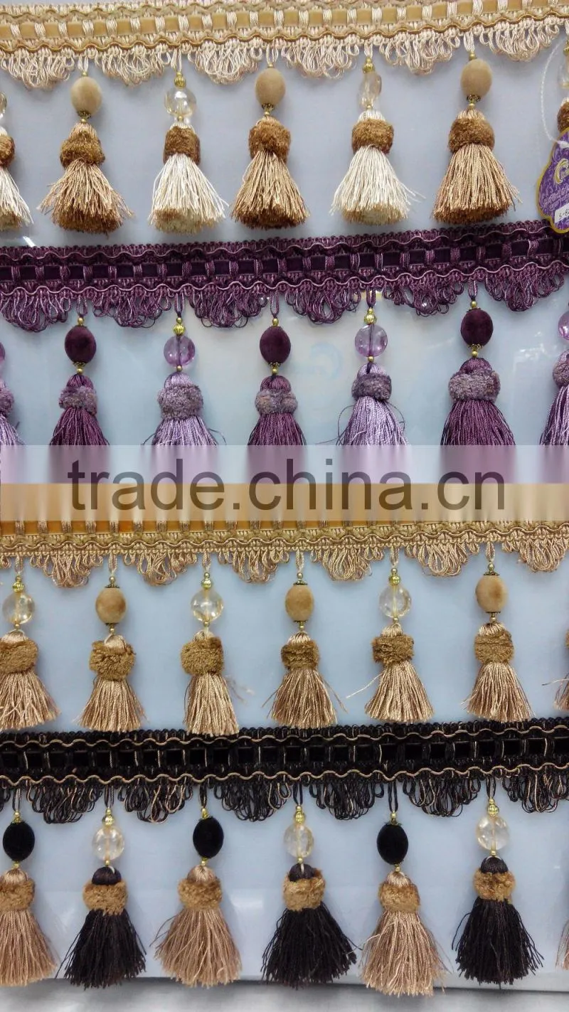 new purple tassel fringe,curtain trimmings tassel fringes
