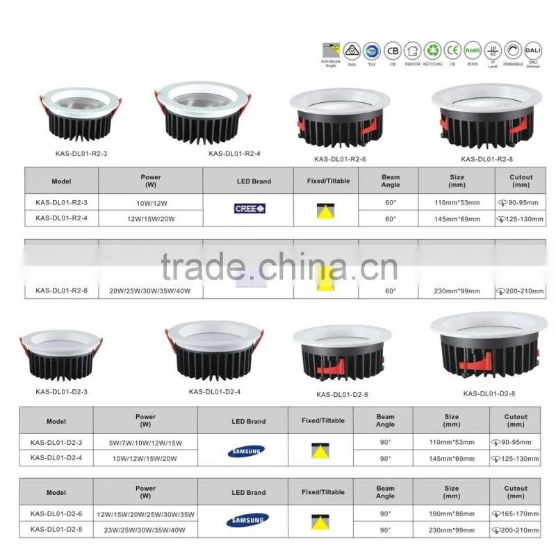 New design led downlight 30w anti-glare downlight reflector downlight with 3 years warranty