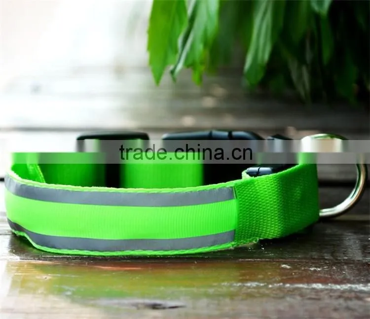 Lighted up LED Collar Striped Mesh Nylon Collar