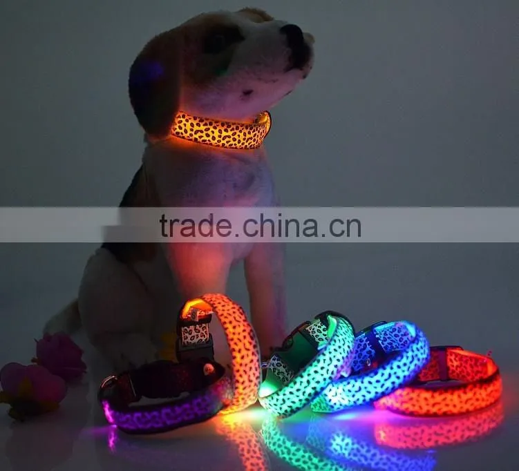 LED Collar Leopard Print Design Puppy Necklace Luminous Pet Decors Productos Para Mascotas dog harness Led