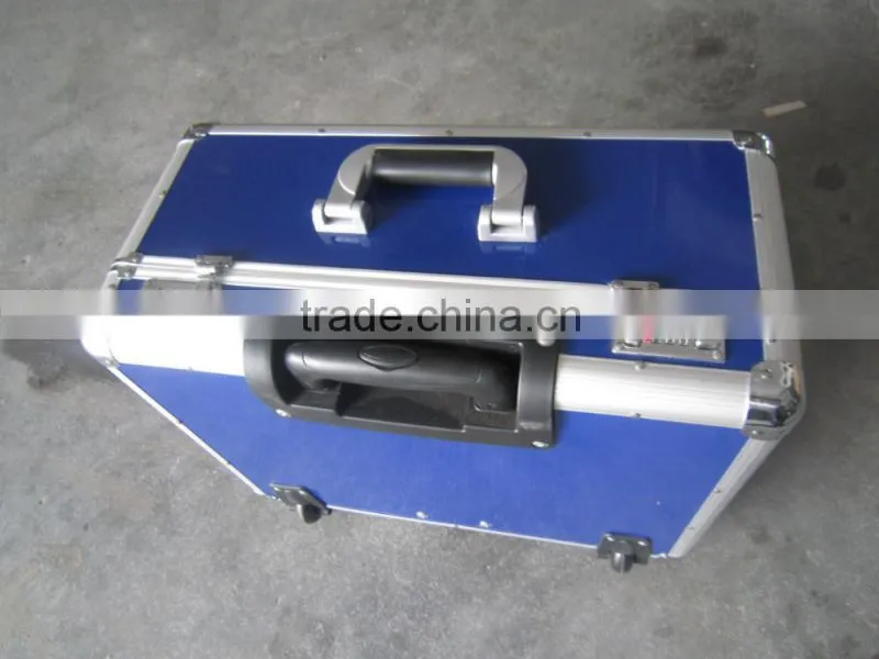 blue export useful abs locking aluminum tool case, permanent protection aluminum trolley carrying case