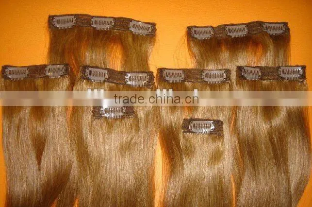 Pretty 24 Inch Clip In Human Hair Extensions Brazilian Hair Silky Straight Hair