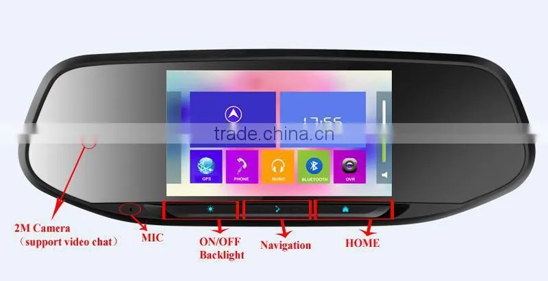 car rearview mirror gps navigation system with wifi