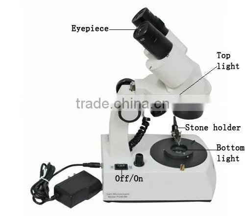Straight Arm Gem Binocular Microscope with 20-40X Magnification