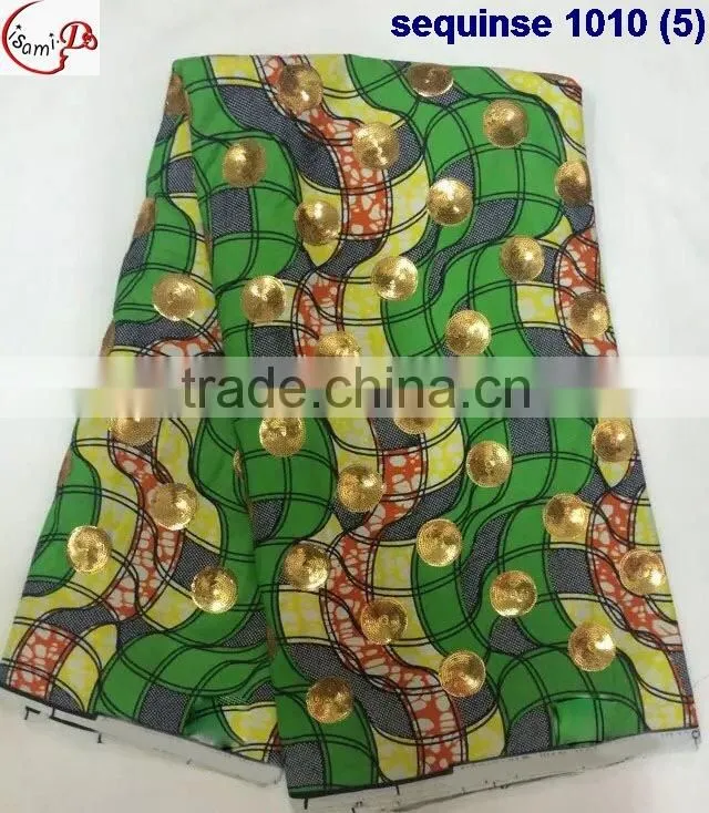 sequinse 1010 (6) different color design African wax with Sequins wax fabric