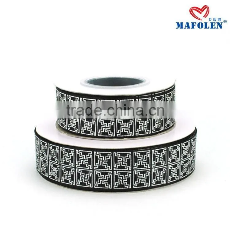 Ribbons factory in china cheap black printing checks grosgrain ribbon imported