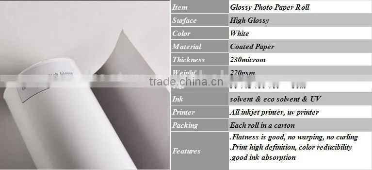IInkjet High Glossy 220g Photographic Printing Paper