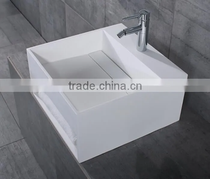 modern bathrooms wash basin for hotel , wall hung acrylic solid surface wash basin,Artificial Stone Washing Basin