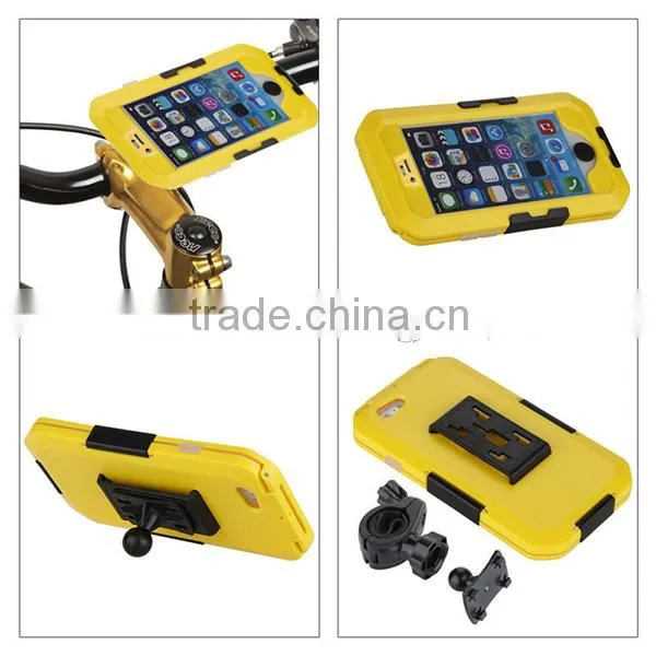 360 Degree Rotatable Bicycle Waterproof Case for iPhone 6 6S Case Yellow
