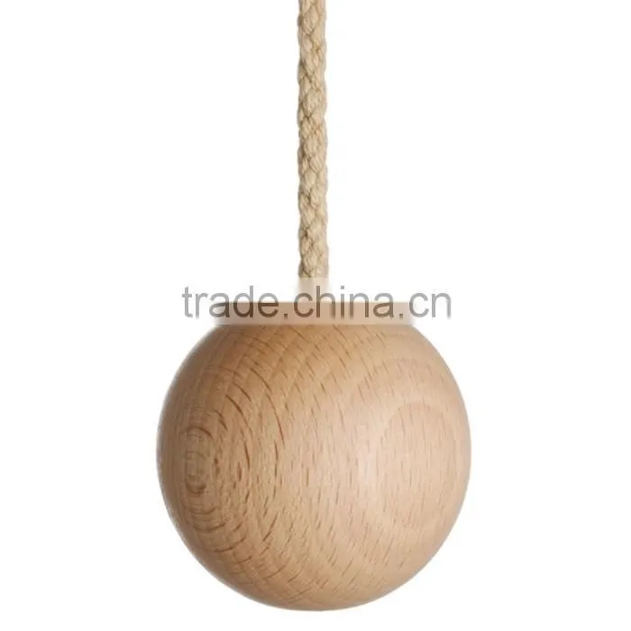 New design simple retro wooden waxed ball light pull