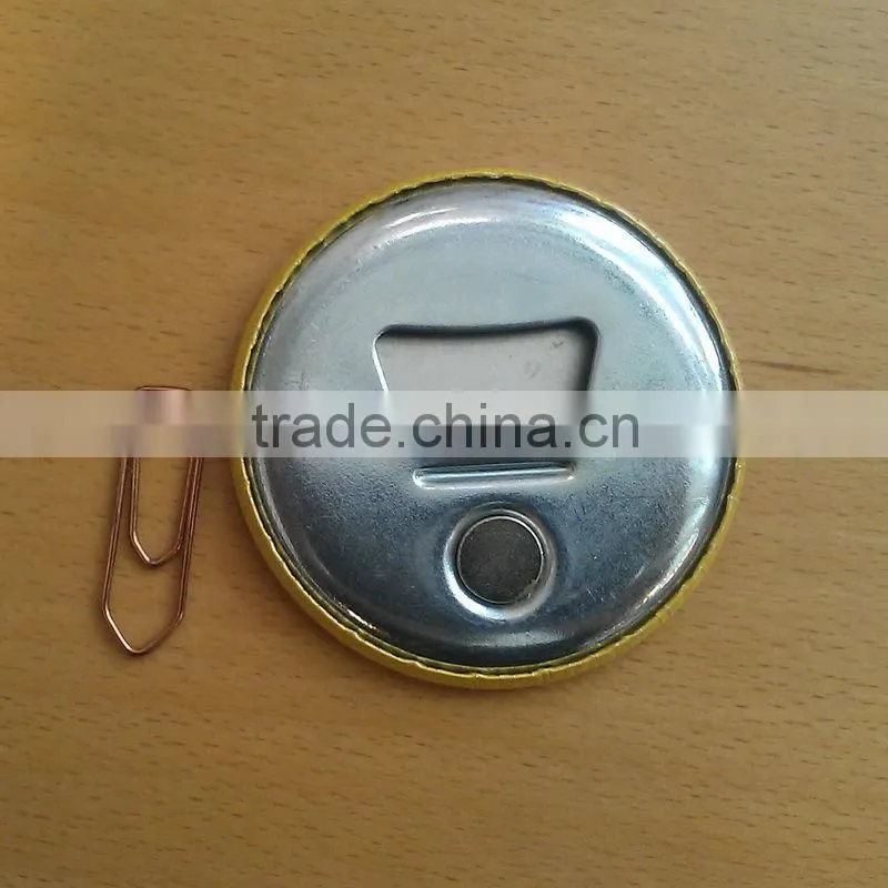 Customized round tinplate beer opener , magnetic opener fridge , bottle opener fridge magnet