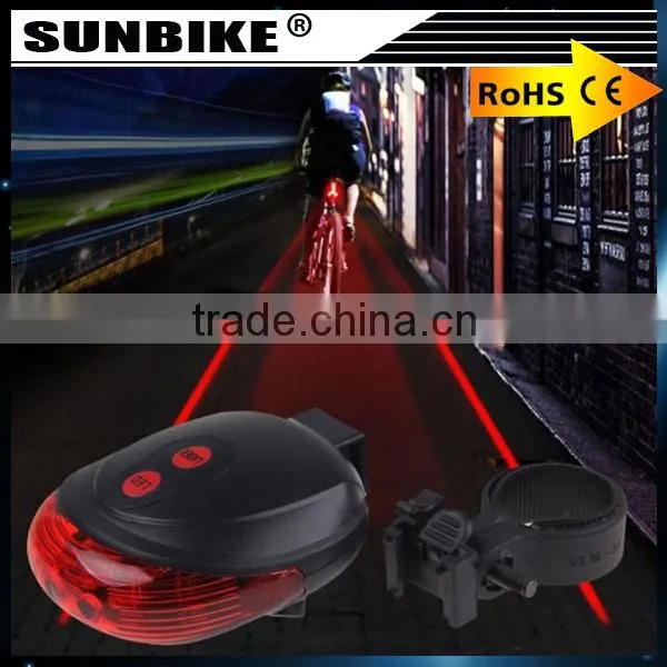 Modern red blue 5 led 2 laser mountain bike lamp cycling safety waterproof rear laser bicycle light