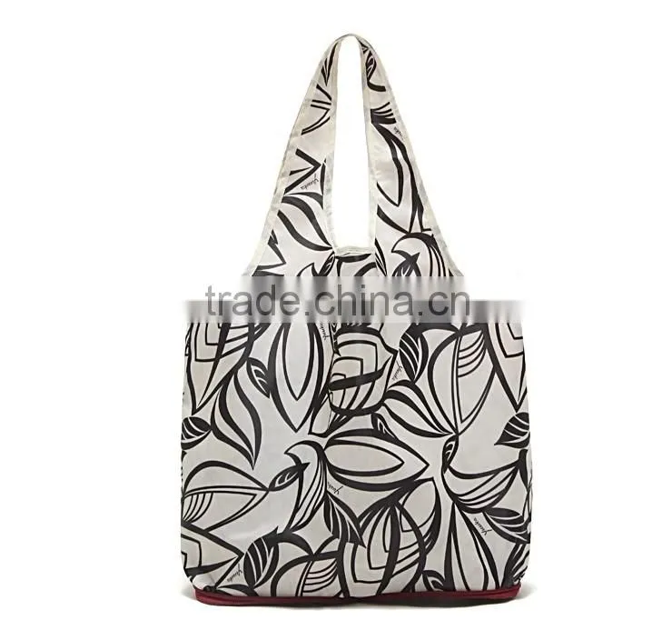 new fashion foldable tote bag printede nylon shopping bag