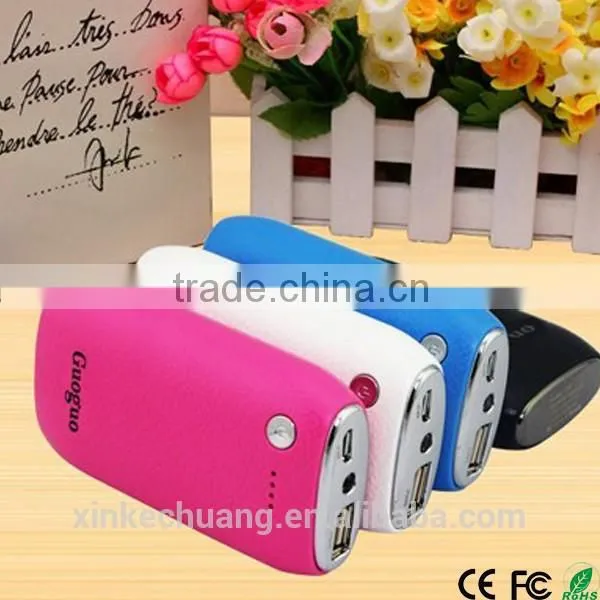 Guoguo hot seller quick charging LED torch portable 4400mAh power bank for iphone7