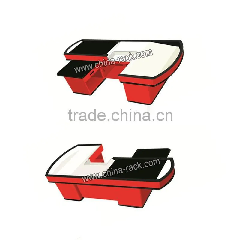 high quality wholesale supermarket checkout counter with conveyor belt